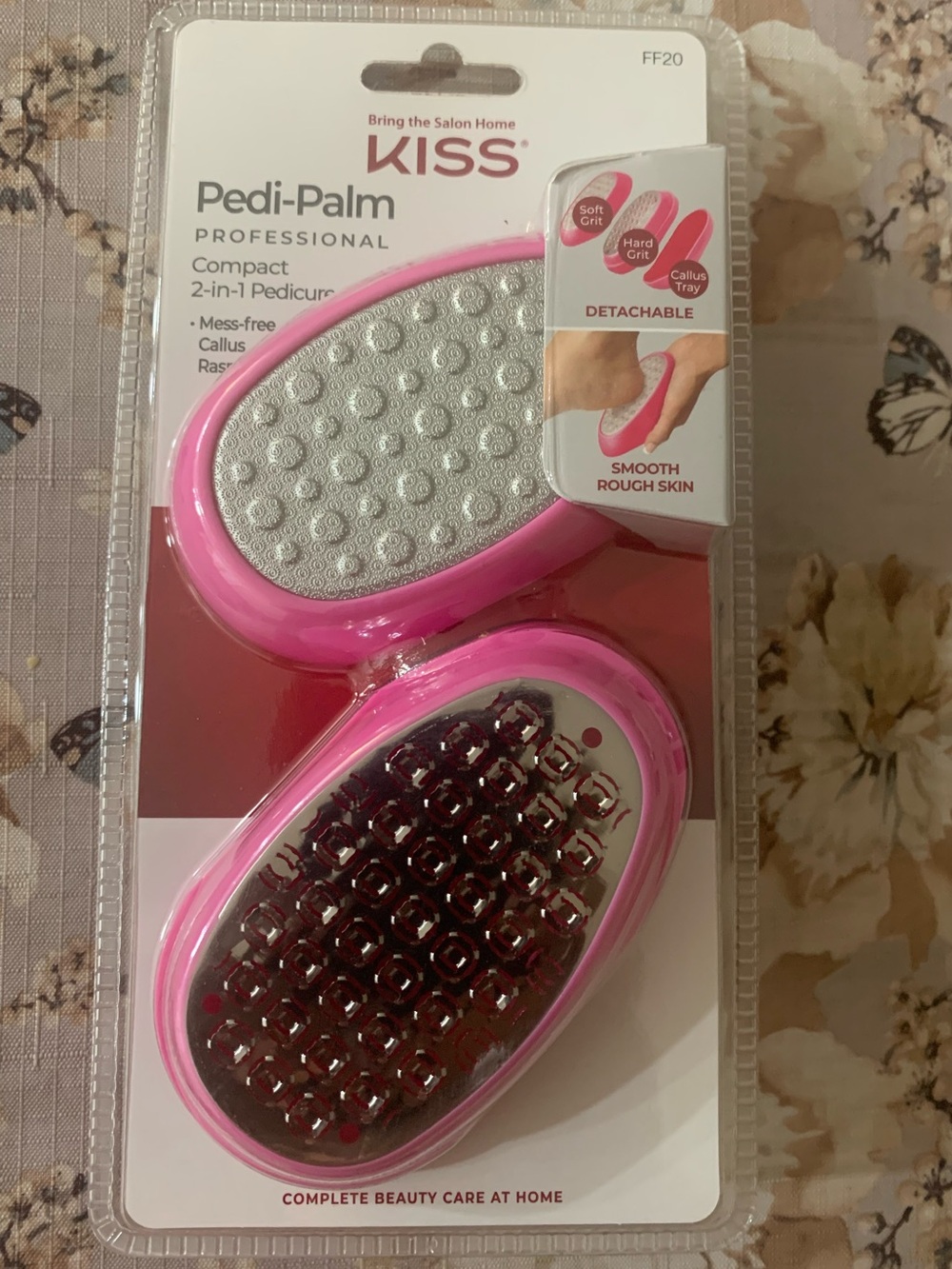 KISS Pink 2-in-1 Pedi-Palm Compact Pedicure Tool